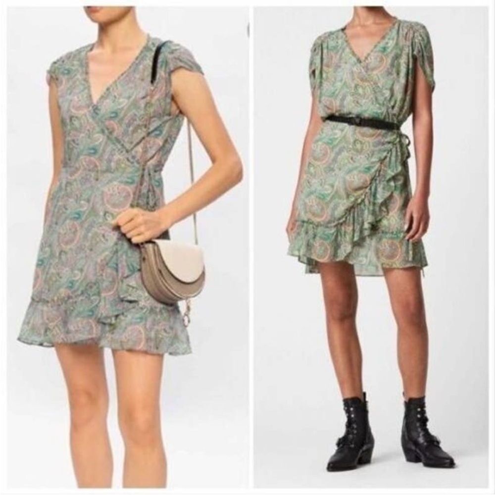 AllSaints Women's Zini Shahmina Paisley Wrap Dress Size 4